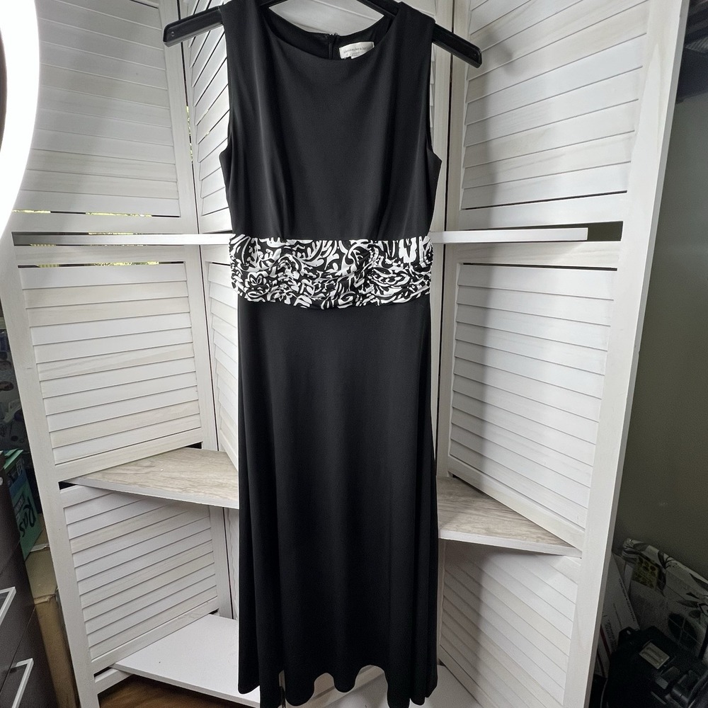 Christopher & Banks Black Maxi Dress Women's 10 Sleeveless Ruched Waist A-line‎